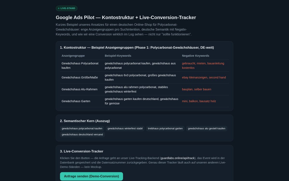 Google Ads Pilot — структура аккаунта (DE)