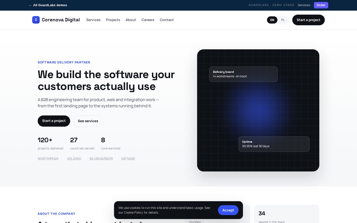 Corenova Digital — software delivery for growing companies | GuardLabs Demo