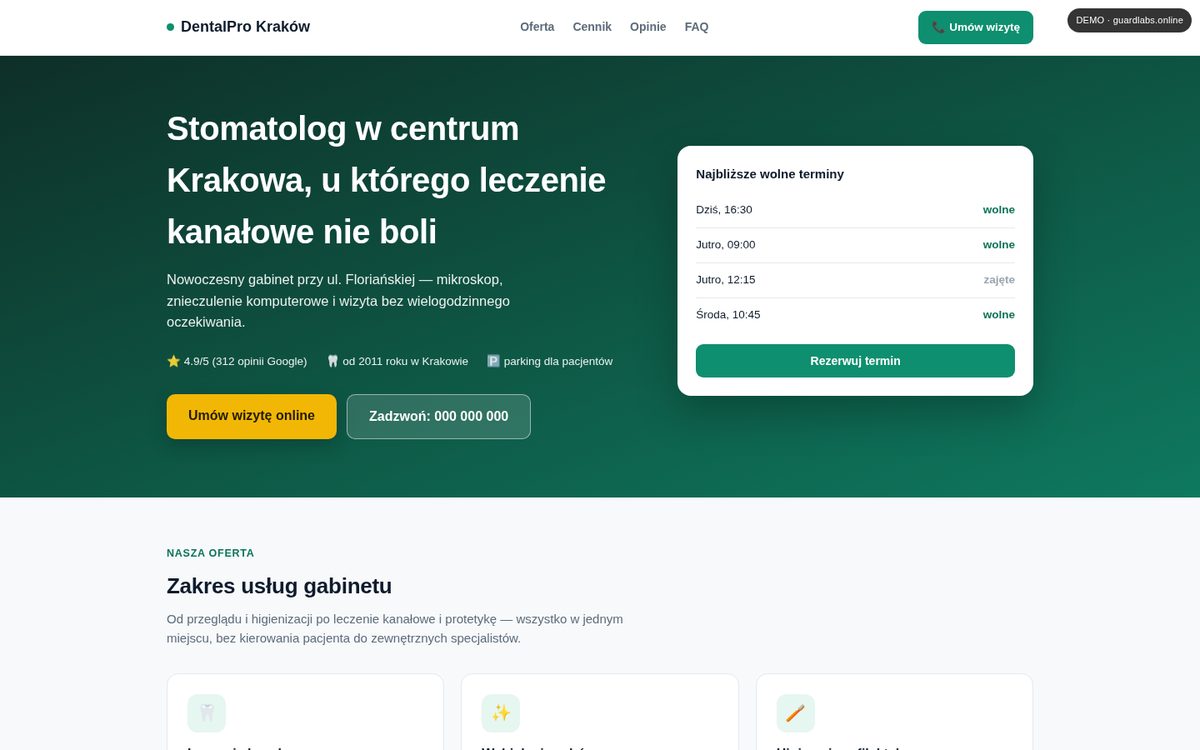 SEO-лендинг стоматологии на польском (polski) — демо-стенд