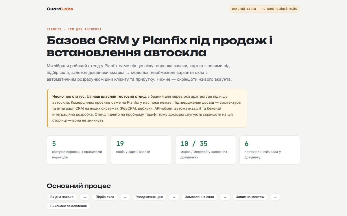 Planfix CRM для автостекла