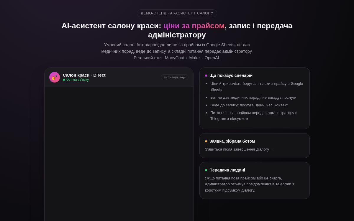 Салон краси — AI-асистент у Direct