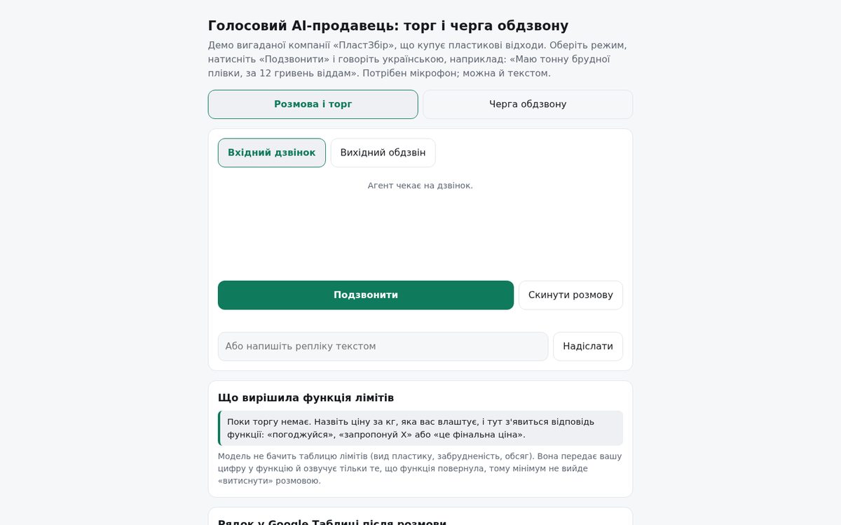 Голосовой AI-продавец: торг в пределах лимитов и очередь обзвона | Демо GuardLabs