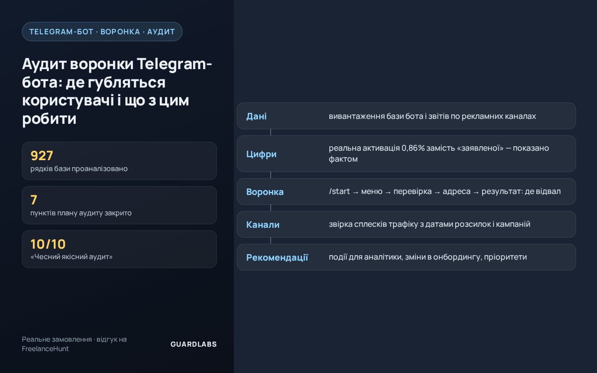 Аудит воронки Telegram-бота: где теряются пользователи и что с этим делать